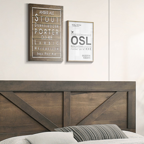 BRANDON solid wood bedroom set malaysia with wooden sign frame and wooden bed backrest design