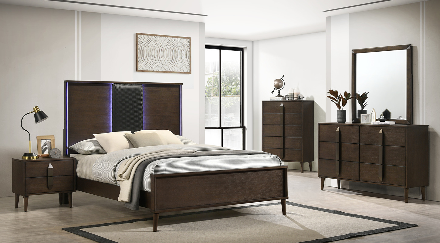 LOTUS solid wood bedroom set malaysia whole view of natural wood color design