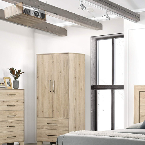 MONACO bedroom furniture set malaysia with wooden wardrobe and drawers