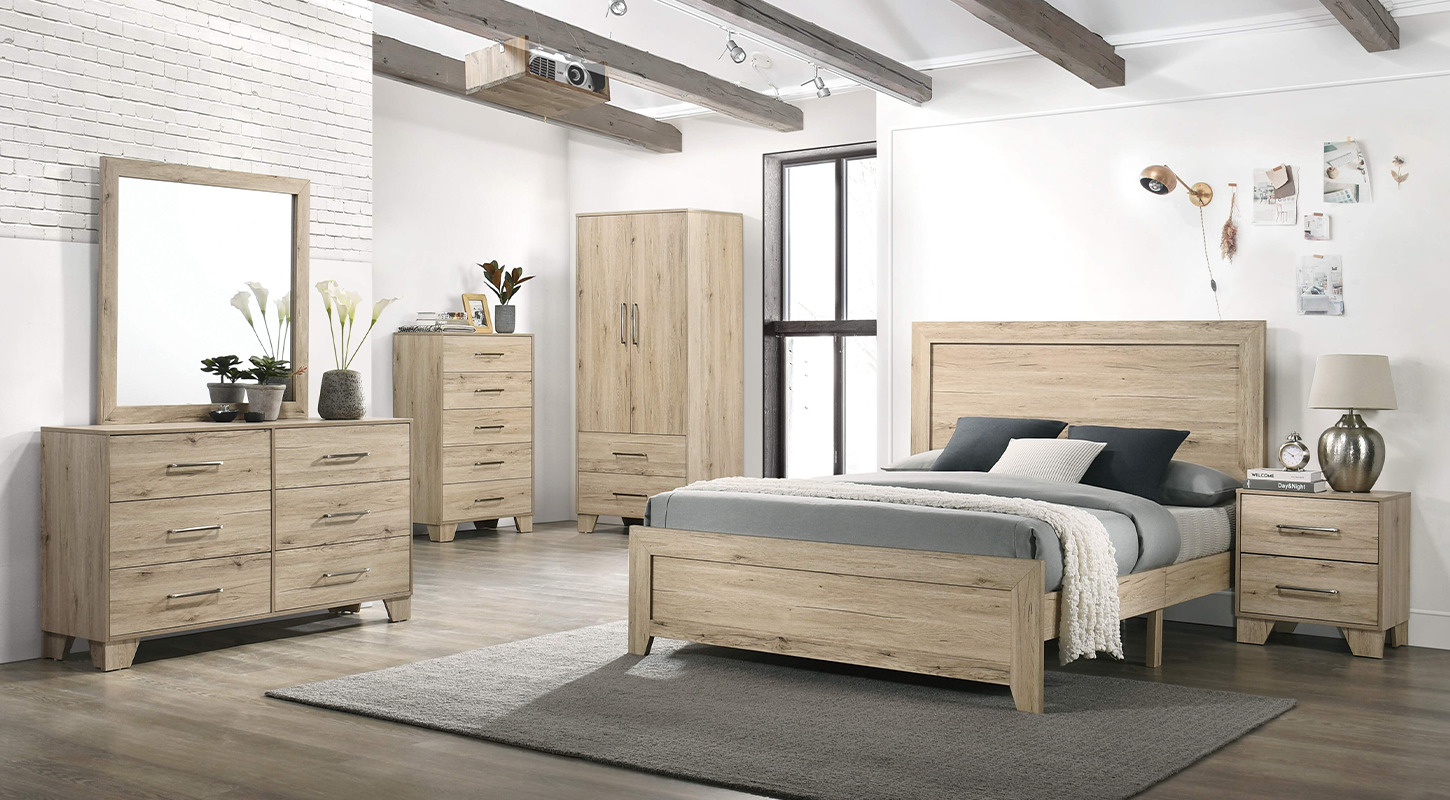 MONACO wooden bed malaysia whole view of natural wood color bed furniture design