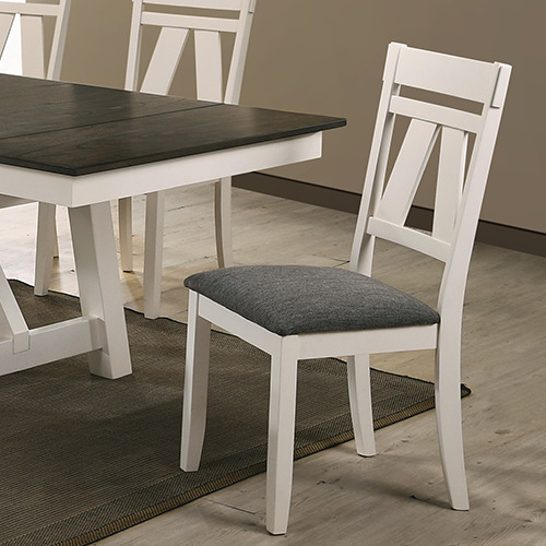 NORDEN solid wood dining table malaysia with square design slat back dining chairs with cotton seat pad