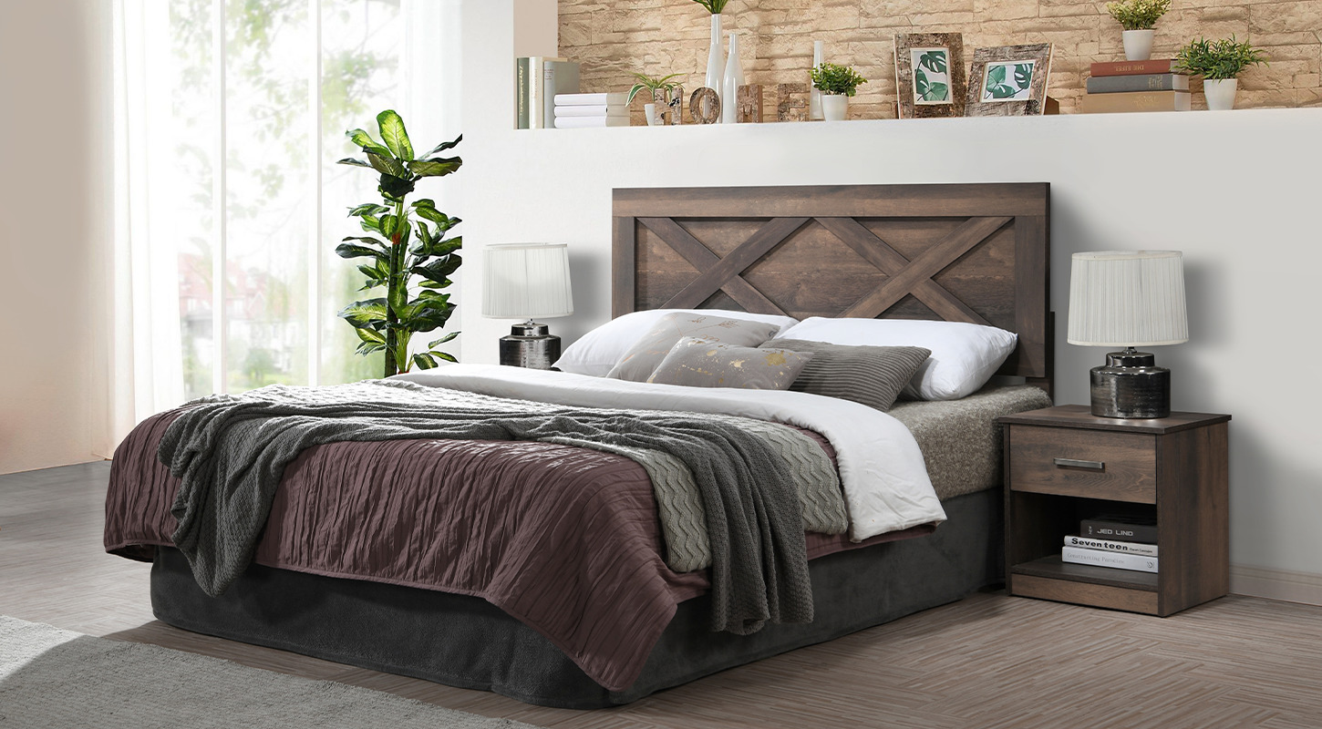 RAMON wooden bed malaysia overview with combine wood grains with modern materials