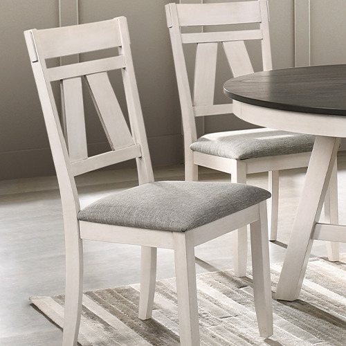 ROGEN wood dining table malaysia with white color teak wooden slat back chair on the rug carpet