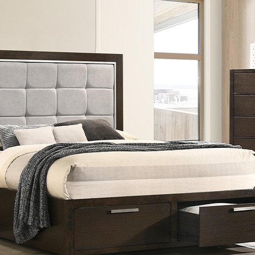 SANDY bedroom set malaysia warmth natural wood color bed set with drawer and with grey backrest